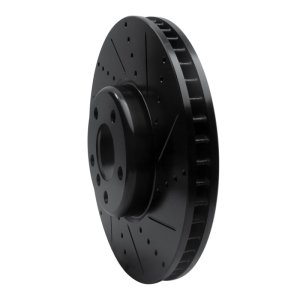 BMW 550i Brake Rotor (1) - Left Front - R1 Concepts - Drilled & Slotted - Black - `10-`18